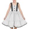 Sunny Fashion Girls Dress White Black Plaid 1950s Vintage Strap Sleeveless Casual(Black)