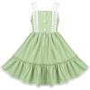 Sunny Fashion Girls Dress White Black Plaid 1950s Vintage Strap Sleeveless Casual(Green)