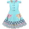 Sunny Fashion Girls Dress White Button Casual Short Sleeve Everyday Size 6-14(Blue)