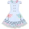 Sunny Fashion Girls Dress White Button Casual Short Sleeve Everyday Size 6-14(White)