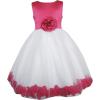 Sunny Fashion Girls Dress White Pink Flower Wedding Bridesmaid Holiday