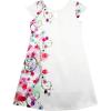 Sunny Fashion Girls Dress White Satin Flower Print Cap Sleeve Party Beach 4-14
