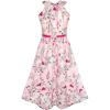 Sunny Fashion Girls Dress Yellow Floral Red Belt Chiffon Party Maxi Dress