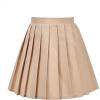 Sunny Fashion Girls Skirt Beige Pleated Bow Tie Back School Uniform Size 6-14(Beige)