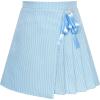 Sunny Fashion Girls Skirt Beige Pleated Bow Tie Back School Uniform Size 6-14(Blue)