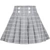Sunny Fashion Girls Skirt Beige Pleated Bow Tie Back School Uniform Size 6-14(Gray Plaid)