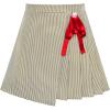 Sunny Fashion Girls Skirt Beige Pleated Bow Tie Back School Uniform Size 6-14(Khaki Pattern)