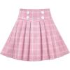 Sunny Fashion Girls Skirt Beige Pleated Bow Tie Back School Uniform Size 6-14(Pink Plaid)