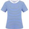 Sunny Fashion Girls T-Shirt Crop Top Brown Lettuce Trim Ribbed Knit Button Casual(Blue Striped)