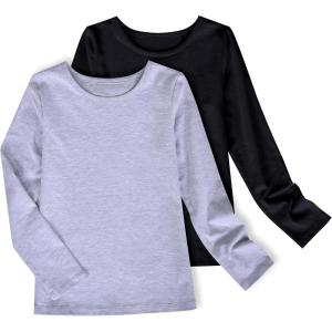 Sunny Fashion 2 Pack Girls Top Tee Shirt Base Layer Comfort Cotton Soft(Black)