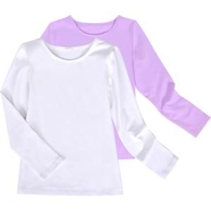 Sunny Fashion 2 Pack Girls Top Tee Shirt Base Layer Comfort Cotton Soft(White Purple)