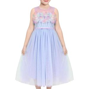 Sunny Fashion Flower Girl Dress Ivory Sequin Bridesmaid Wedding Party Size 6-12(Bluish Purple)