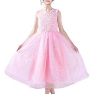 Sunny Fashion Flower Girl Dress Ivory Sequin Bridesmaid Wedding Party Size 6-12(Pink)