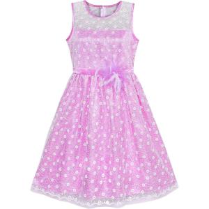 Sunny Fashion Flower Girl Dress Lace Sequin Flare Pink Wedding Party Size 5-12(Purple)