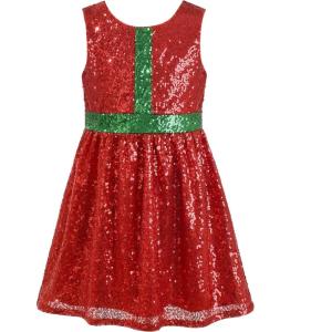 Sunny Fashion Flower Girl Dress Lace Sequin Flare Pink Wedding Party Size 5-12(Red)