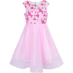 Sunny Fashion Flower Girl Dress Pink Bridal Veil Wedding Bridesmaid