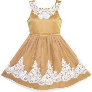 Sunny Fashion Flower Girls Dress Blueviolet Lace Pageant Wedding Party Size 7-14