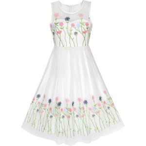 Sunny Fashion Flower Girls Dress Embroidery Floral Pageant Bridesmaid Party