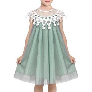 Sunny Fashion Flower Girls Dress Halter Dress Pearl Party Wedding Birthday(Pale Green)