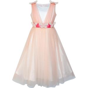 Sunny Fashion Flower Girls Dress Peach Ruffle Wedding Bridesmaid