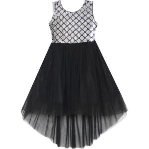 Sunny Fashion Flower Girls Dress Unicorn Rainbow Pageant Princess Party(Black)