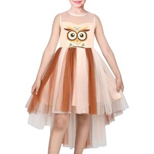 Sunny Fashion Flower Girls Dress Unicorn Rainbow Pageant Princess Party(Brown Owl)