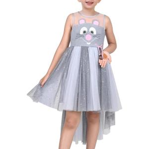 Sunny Fashion Flower Girls Dress Unicorn Rainbow Pageant Princess Party(Grey Mouse)