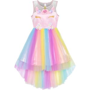 Sunny Fashion Flower Girls Dress Unicorn Rainbow Pageant Princess Party(Multicolor Unicorn)
