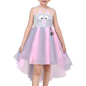 Sunny Fashion Flower Girls Dress Unicorn Rainbow Pageant Princess Party(Pink Grey Mouse)