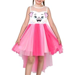 Sunny Fashion Flower Girls Dress Unicorn Rainbow Pageant Princess Party(Pink Piggy)