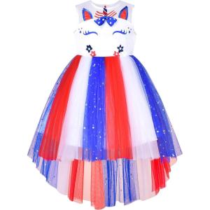 Sunny Fashion Flower Girls Dress Unicorn Rainbow Pageant Princess Party(Unicorn in Usa)
