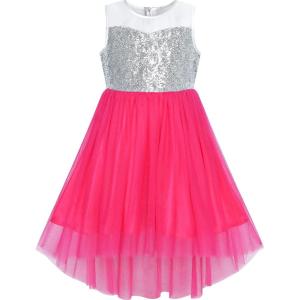 Sunny Fashion Flower Girls Dress Unicorn Rainbow Pageant Princess Party(Watermelon Red)