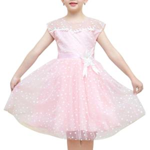 Sunny Fashion Flower Girls Dress White Wedding Pageant Bridesmaid Gown Size 3-10(Light Pink)