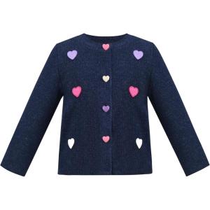 Sunny Fashion Girls Cardigan Button Up Sweater Long Sleeve Warm Casual Knit Jacket(Blue Heart)