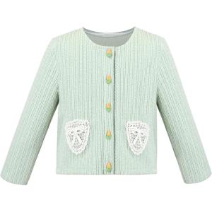 Sunny Fashion Girls Cardigan Button Up Sweater Long Sleeve Warm Casual Knit Jacket(Light Green)