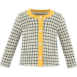 Sunny Fashion Girls Cardigan Button Up Sweater Long Sleeve Warm Casual Knit Jacket(Yellow Plaid)