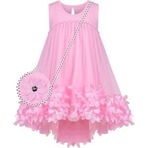 Sunny Fashion Girls Dress A-line Cute Handbag White Princess Size 5-10(Pink)