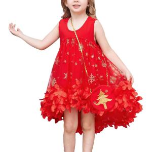 Sunny Fashion Girls Dress A-line Cute Handbag White Princess Size 5-10(Red)