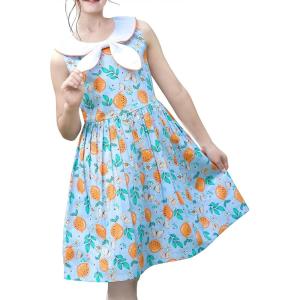 Sunny Fashion Girls Dress Blue Flower Print(Blue Lemon)