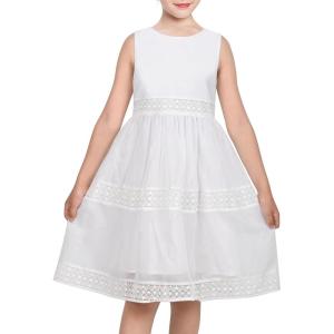Sunny Fashion Girls Dress Blue Flower Print(White Lace)