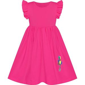 Sunny Fashion Girls Dress Casual Cotton Flying Sleeve Balloon(Deep Pink)