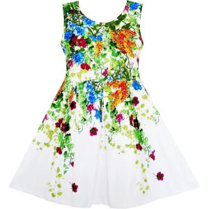Sunny Fashion Girls Dress Elegant Princess Blooming Vine Ivy Flower Leaves