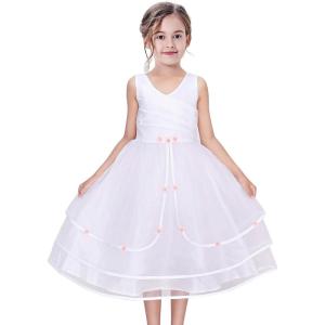Sunny Fashion Girls Dress Flower Tulle Wedding Bridesmaid Pageant Size 7-14