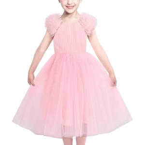 Sunny Fashion Girls Dress Glitter Sequin Wedding Bridesmaid Pageant Size 4-14(Light Pink)