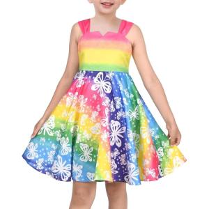 Sunny Fashion Girls Dress Halloween Pumpkin Ghost Costume Tank Dress Size 4-10(Over the Rainbow)
