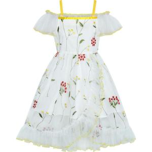 Sunny Fashion Girls Dress Purple Off Shoulder Hi-Low Skirt Bridesmaid Size 7-14(White)