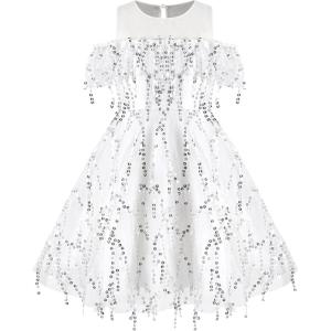 Sunny Fashion Girls Dress Purple Off Shoulder Hi-Low Skirt Bridesmaid Size 7-14(White Tassel)