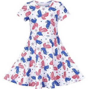 Sunny Fashion Girls Dress Short Sleeve Casual Summer Sundress(White)