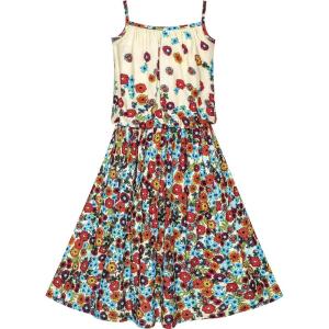 Sunny Fashion Girls Dress Tank Coffe Brown Flower Size 4-10