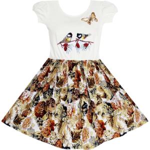 Sunny Fashion Girls Dress Vintage Bird School Party Dress Size 5-10